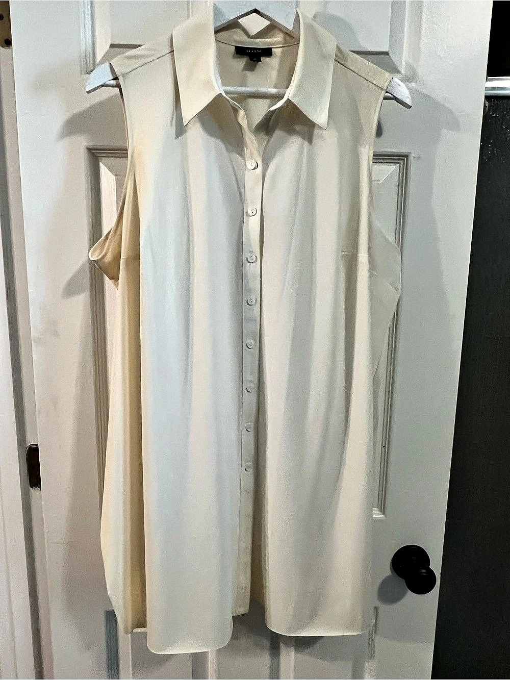 Alfani Sleeveless Trapeze Shirt Dress Cream XL
